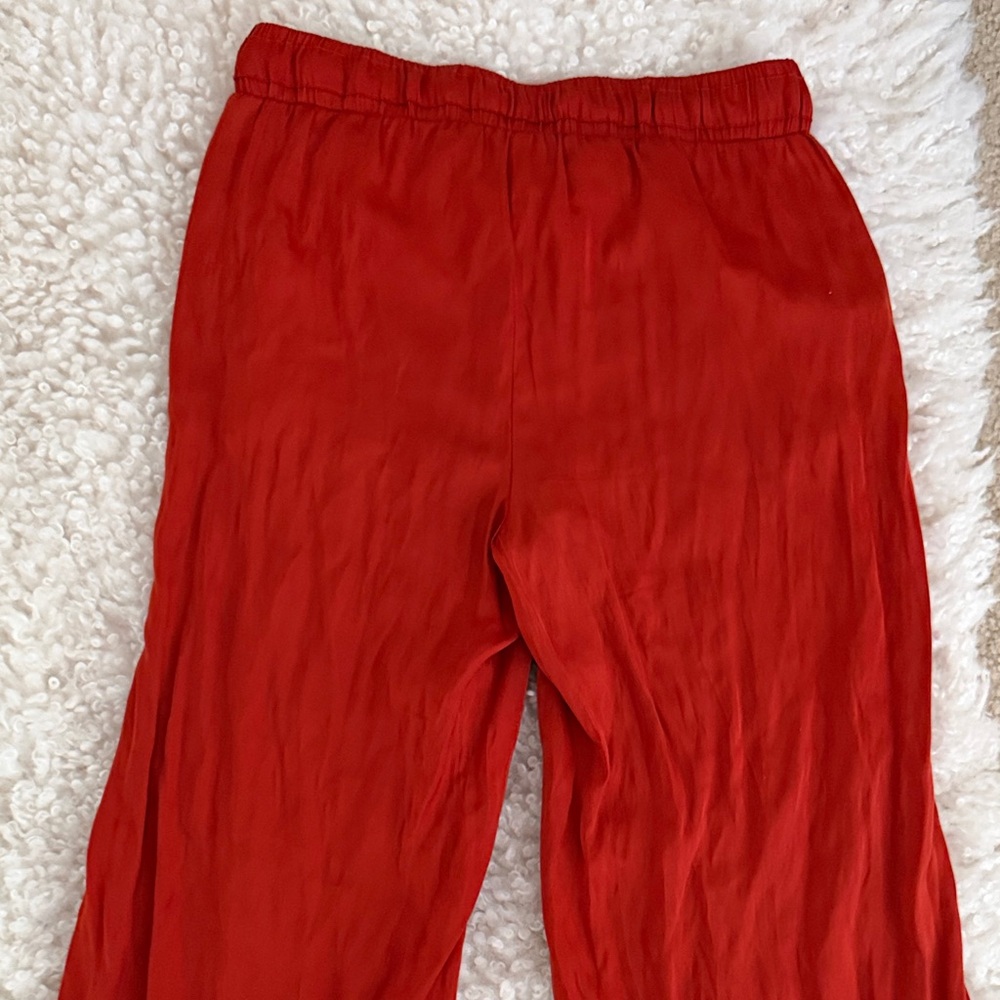 LOFT Red Wide-Leg Drawstring Pants - Picture 3 of 4